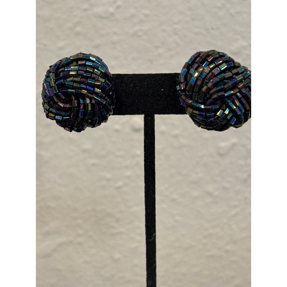 Vintage Beaded Clip On Earrings